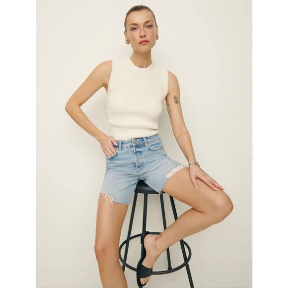 Reformation Raye Mid Rise Relaxed Jean Shorts 26 - Picture 11 of 12